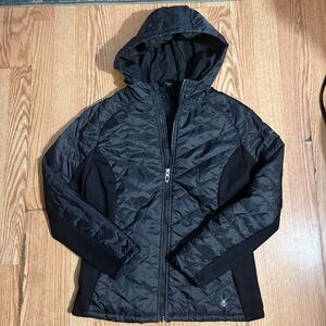 Spyder Black Quilted Puffer Jacket with Hood Size Medium
